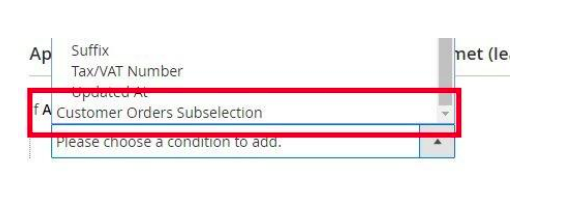 Customer orders subselection condition in the dropdown