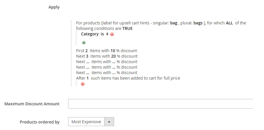 Discount steps percent discount rule example.